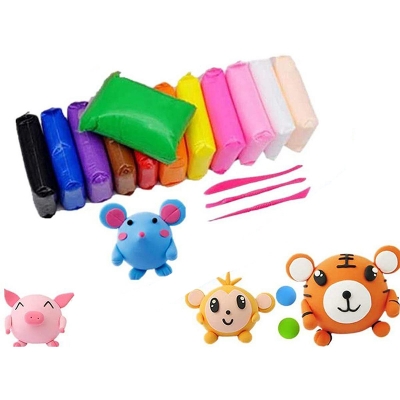 Picture of Cloud9D DIY Super Light Modeling Air Dry Magic Clay Non Toxic Dough for Kids Play with Plastic Tools (12 Colors) Multicolor