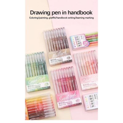 Picture of Languo Morandi 9pcs Retro  Color gel pen  Handbook Pen For Student Painting Graffiti Writting (Diferent set available) 