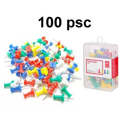 Picture of Deli Push Pin-100pc Multicolor