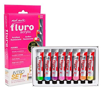 Picture of Mont Marte Fluro Acrylic Paint Intro Set 8 Pcs 18ml per Tube Multicolor