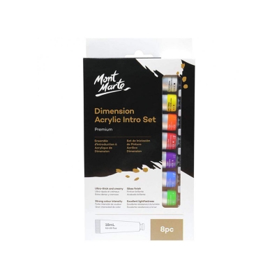 Picture of Mont Marte Dimension Acrylic Intro Set 8pc x 18ml (0.6oz) Multicolor