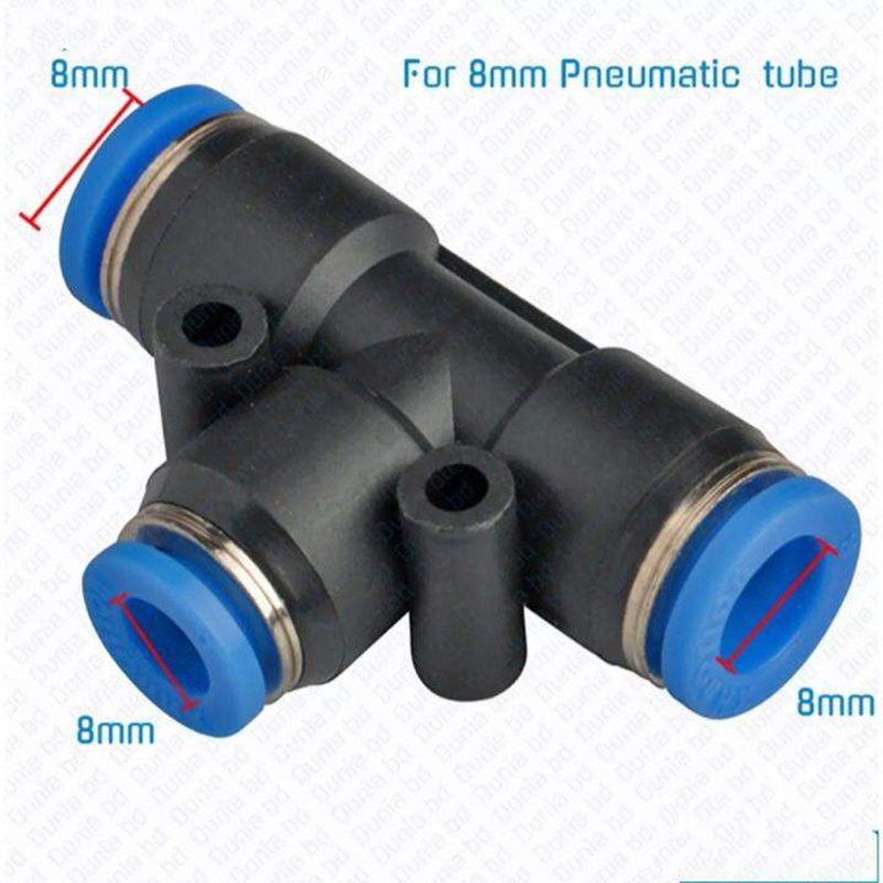 Picture of Pneumatic Fittings Tee Quick Connector T Type 3-Way For 8mm Model TPE-8 1ps-8mm