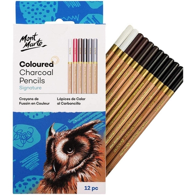Picture of mont marte Signature Coloured Charcoal Pencils 12pce Multicolor