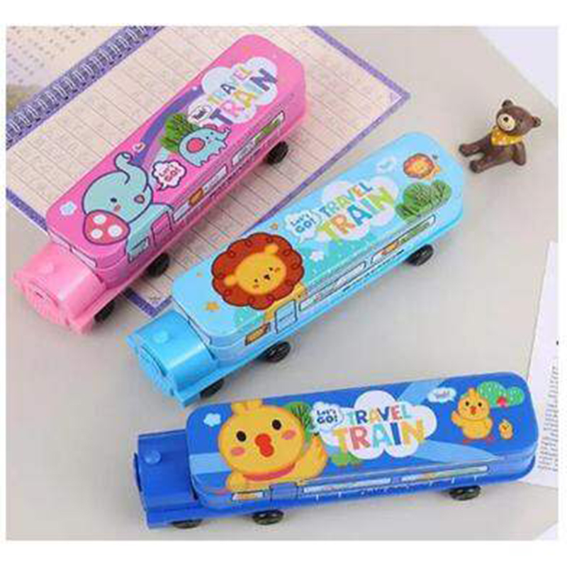 Picture of Kids Multifunctional Bus/train Metal Pencil Box 1ps 