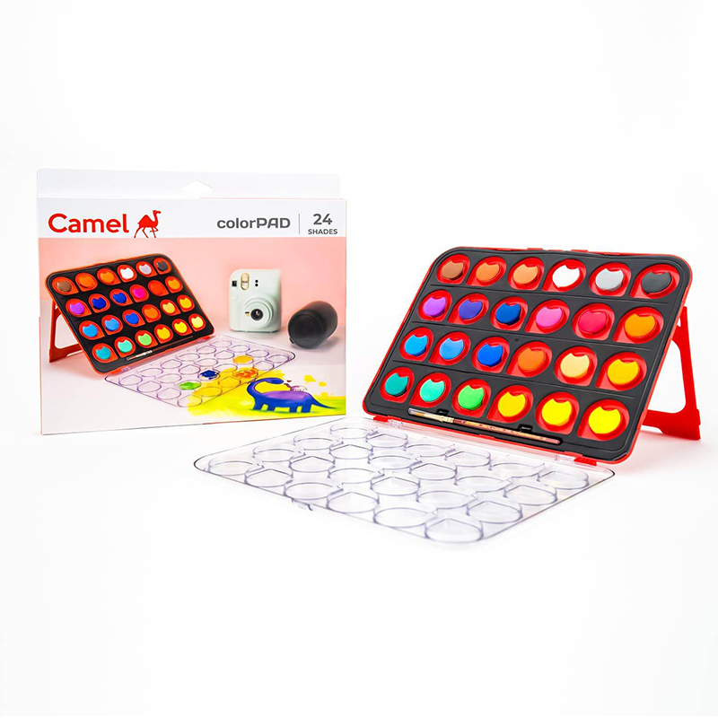 Picture of Camel ColorPad Watercolor Cake with Paint Brush | 12 & 24 Shade Set | Vibrant Colors | Portable Design for Outdoor Art & Competitions | Ideal for Students 