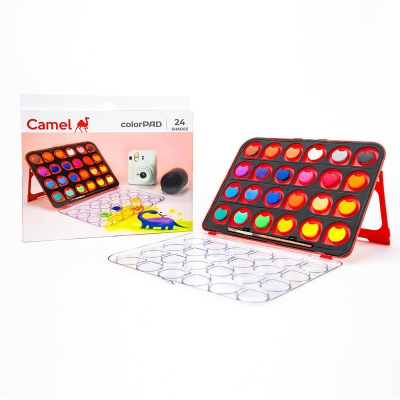 Picture of Camel ColorPad Watercolor Cake with Paint Brush | 12 & 24 Shade Set | Vibrant Colors | Portable Design for Outdoor Art & Competitions | Ideal for Students 