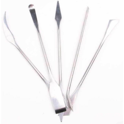 Picture of 5pcs/set of Stainless Steel Double-headed Carving Knife Clay Sculpture Tool Ceramic DIY Scraping Soft Pottery Modeling Tool steel 5ps