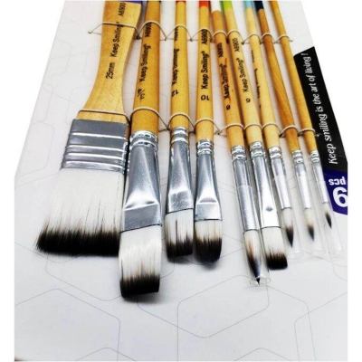Picture of Keep Smiling High Quality Artist Brush 9pcs White Nylon Brush Set - No:A6900 9pcs