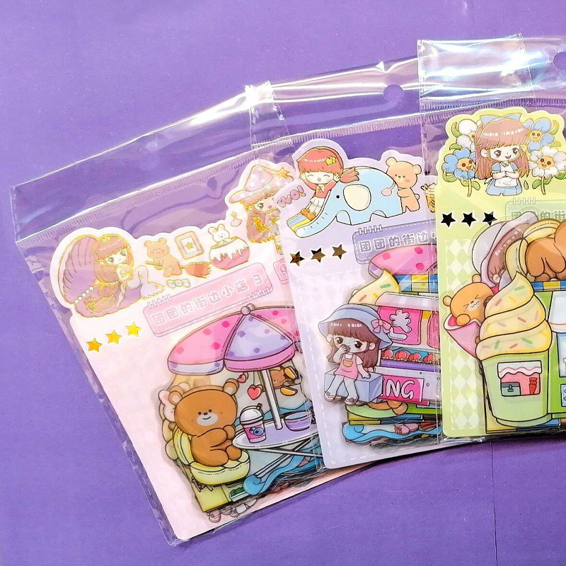 Picture of Cute Cartoon Themed PVC Waterproof Transparent Journal Stickers any 1 bag (40ps stickers) Multicolor