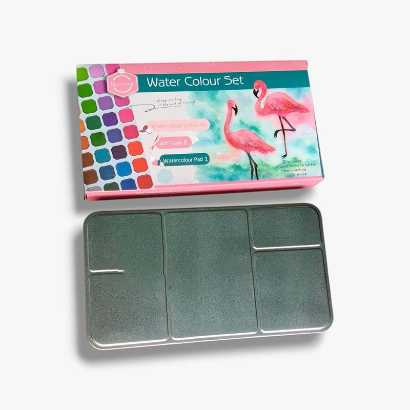 Picture of Premium Solid Watercolor Paint Set with Brushes and Pencils, 45 Vibrant Colors, Water-Soluble, Long-Lasting Pigments 1set