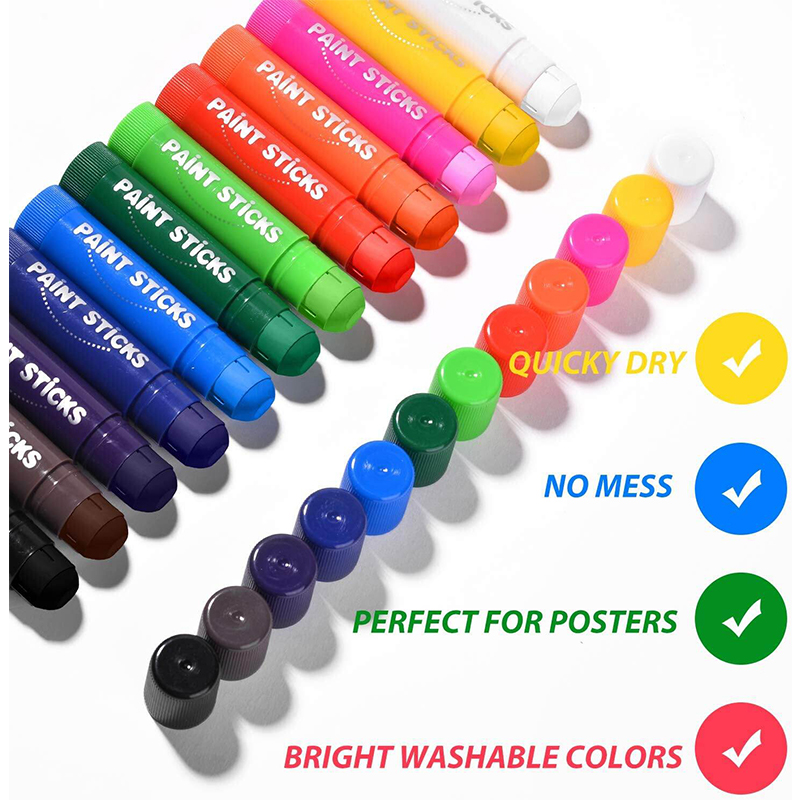Picture of MEIDUGAGA Tempera Paint Sticks - 12 Classic Colors with Graphic Carton, 10g, Washable, Mess Free & Children Friendly, Non-Toxic 1set-12ps