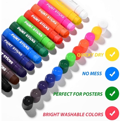 Picture of MEIDUGAGA Tempera Paint Sticks - 12 Classic Colors with Graphic Carton, 10g, Washable, Mess Free & Children Friendly, Non-Toxic 1set-12ps