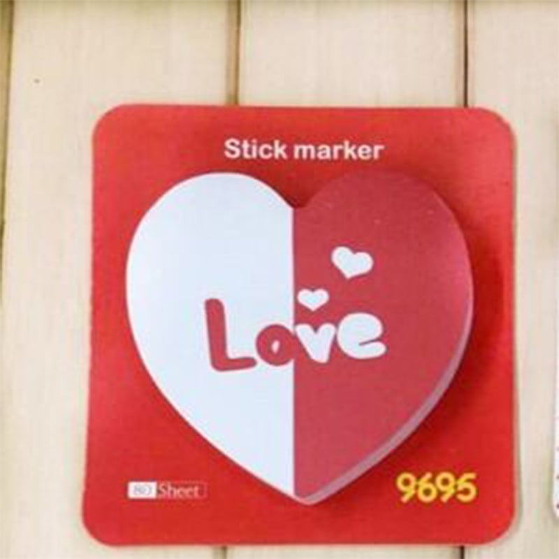 Picture of 75 Sheets Red Love Heart Shape Cute Sticky Notes Any 1 packet Multicolor