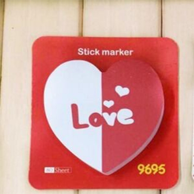 Picture of 75 Sheets Red Love Heart Shape Cute Sticky Notes Any 1 packet Multicolor