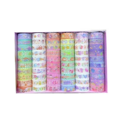 Picture of 60 Rrolls Cartoon Kawaii Washi Tape Set Grid Food Girl Scrapbooking Sticker DIY Masking Kid Japanese Mother Gift Decor 