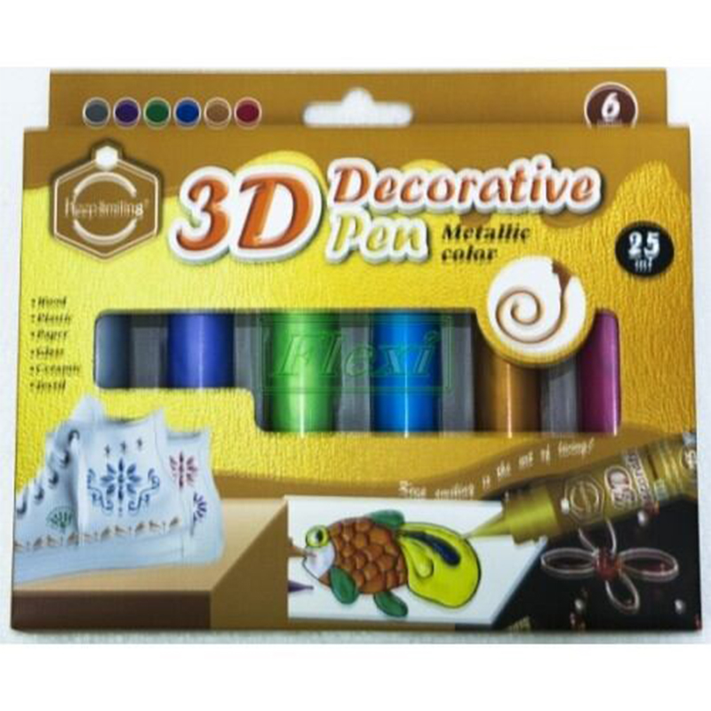 Picture of KeepSmiling 3D Decorative Pen Metallic Color ( Pack of 6 25ml) 1set