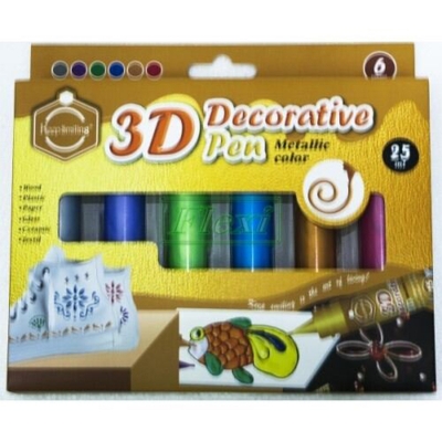 Picture of KeepSmiling 3D Decorative Pen Metallic Color ( Pack of 6 25ml) 1set