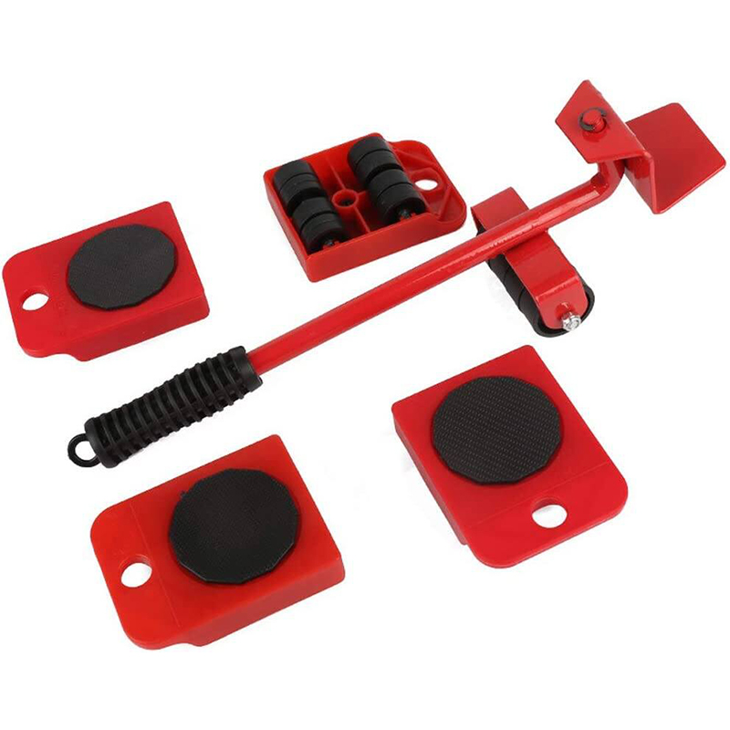 Picture of 5 In 1 Moving Heavy Object Handling Tools Portable Furniture Lifter Transport Household Hand Set 4 Mover Roller + 1 Wheel Bar 1set