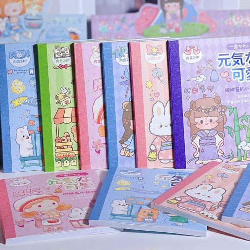 Picture of Kawaii Cute Sticky Scrapbooking Journal Decorative Sticker Book (24Sheet) Any book