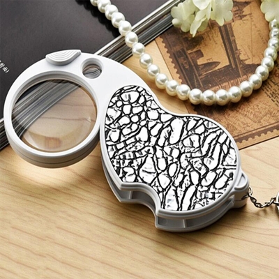 Picture of Double Lens LED Magnifying Glass Folding Keychain Handheld Illuminated Magnifies Pocket Size Lens Size (8x37mm, 20x12mm) Multicolor