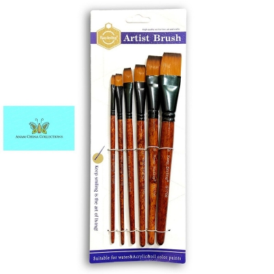 Picture of Keep Smiling 6pcs Brown Rod Nylon Hair Artist Brushes for Acrylic Oil Watercolor Paint Painting G1706 Brown