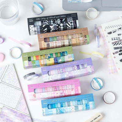 Picture of 20 Rolls of Thin Washi Tape Scrapbooking Supplies Journal Decoration Washitape Journal Decorative Tape Cinta Adhesiva Retro Masking Tape 