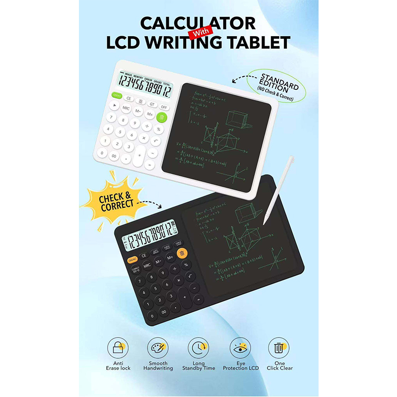 Picture of Calculator LCD Writing Tablet | 12 Digit Display | Digital Writing Pad for Students Multicolor