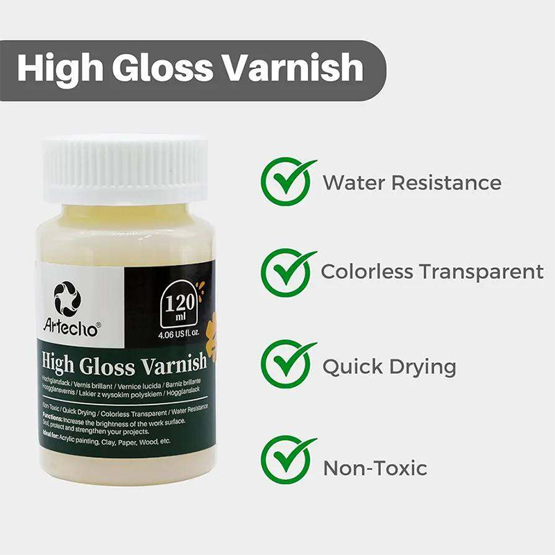 Picture of Artecho High Gloss Varnish 4oz / 120ml for Air Dry Clay, Acrylic Painting, Wood, Canvas 120ml