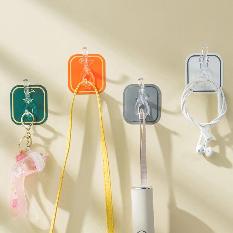 Picture of 6 PIC Six Hook Sticky Hanger, Multipurpose Wall Hooks, Transparent Plastic Duty Wall Hook for Kitchen Bathroom Office Storage, Wall Mounted Towel Hanger (Color: Random) Multicolor