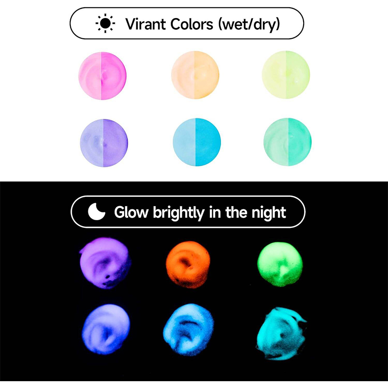 Picture of HIMI Glow in the Dark Jelly Gouache Paint Set – 6 Colors × 23 ml – Premium Glow Effect Art Paint for Students & Artists Multicolor
