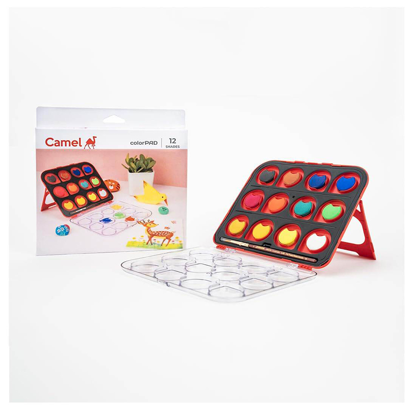 Picture of Camel ColorPad Watercolor Cake with Paint Brush | 12 & 24 Shade Set | Vibrant Colors | Portable Design for Outdoor Art & Competitions | Ideal for Students 