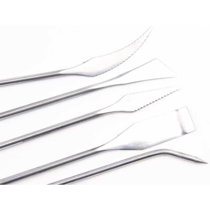 Picture of 5pcs/set of Stainless Steel Double-headed Carving Knife Clay Sculpture Tool Ceramic DIY Scraping Soft Pottery Modeling Tool steel 5ps