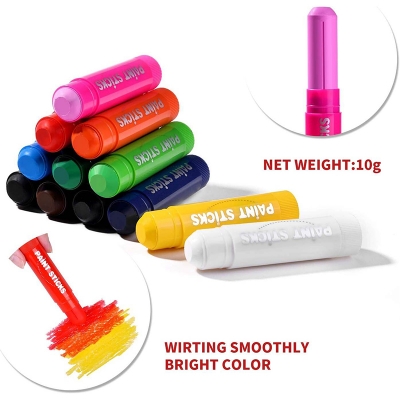 Picture of MEIDUGAGA Tempera Paint Sticks - 12 Classic Colors with Graphic Carton, 10g, Washable, Mess Free & Children Friendly, Non-Toxic 1set-12ps