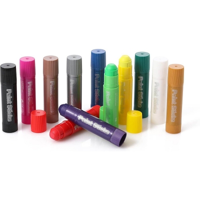 Picture of MeiduGaga 12 metallic colors quick dry wax crayon mess free no dirty friendly solid tempera paint stick for kids 1set-12ps