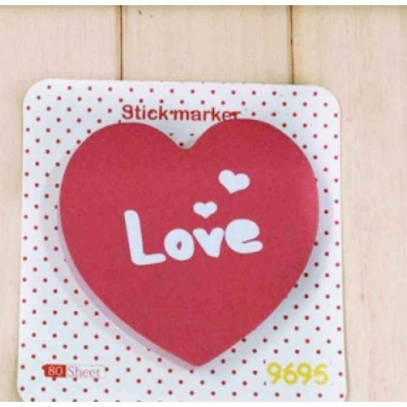 Picture of 75 Sheets Red Love Heart Shape Cute Sticky Notes Any 1 packet Multicolor