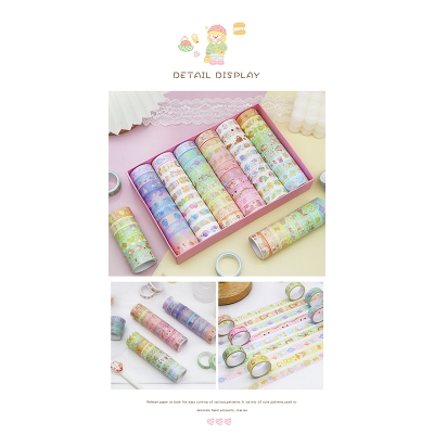Picture of 60 Rrolls Cartoon Kawaii Washi Tape Set Grid Food Girl Scrapbooking Sticker DIY Masking Kid Japanese Mother Gift Decor 