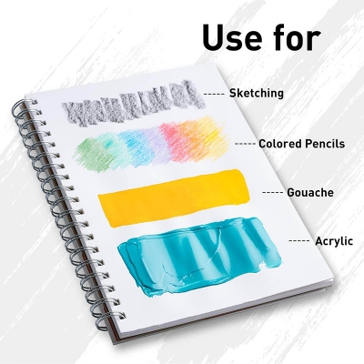 Picture of HIMI Gouache Pad 7X10''(98lb/160g) 50 Sheets Mix Paper Pad, Side Wire Bound, Fine Texture, In Gouache Acrylic Art Pad for Sketching, Ink Sketch book, Art Supplies Drawing Pad A4