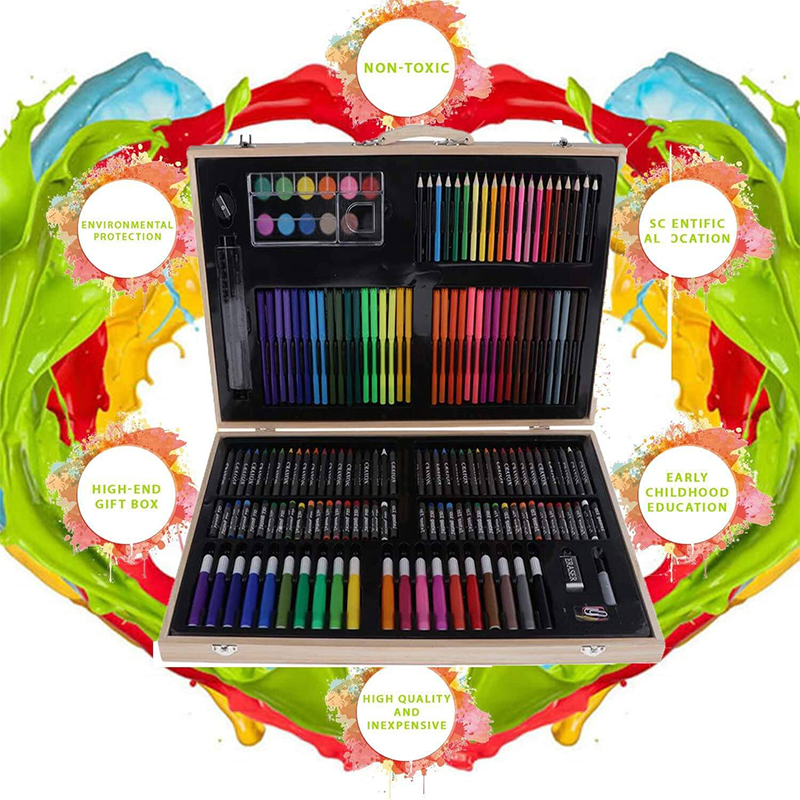 Picture of Professional Art Set 180 Pieces Deluxe Art Set in Wooden Case For Painting And Drawing Set Professional Art Kit 180ps set