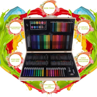 Picture of Professional Art Set 180 Pieces Deluxe Art Set in Wooden Case For Painting And Drawing Set Professional Art Kit 180ps set