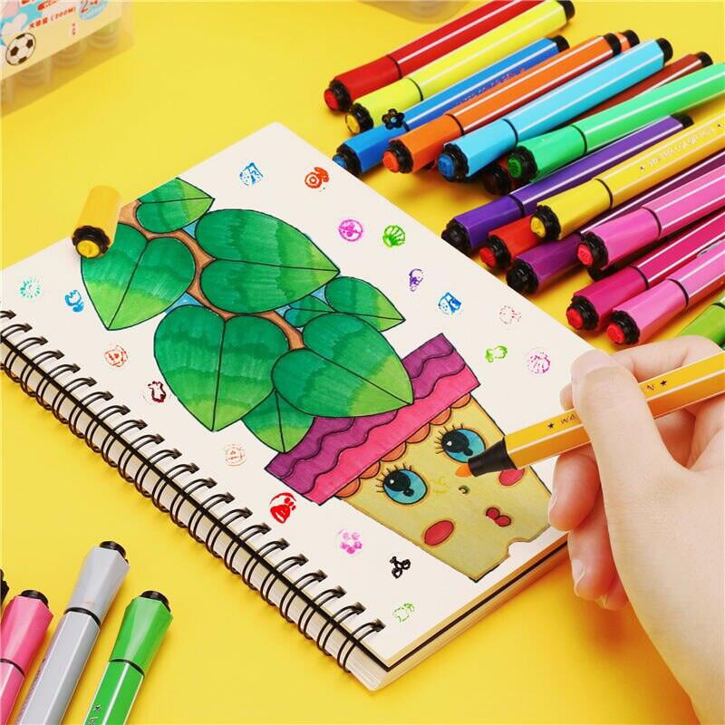 Picture of 12/24 colors set AIHAO Colored pen colored seal stamp washable markers seal watercolor pen thick head brush drawing pen tool set students children stationery gift 
