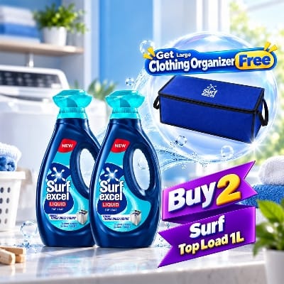 Picture of  Buy 2 Surf Excel Liquid Top Load 1L Get Clothing Organizer Bag Free