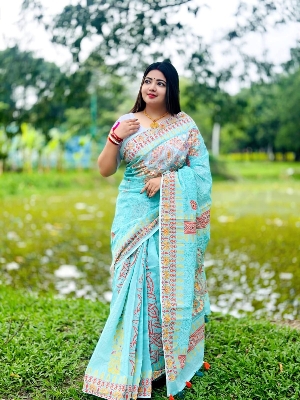 Picture of Hamim Fashion New Design Boutique Saree Applique Embroidery Work Saree with Blouse Piece  - 13 Haat