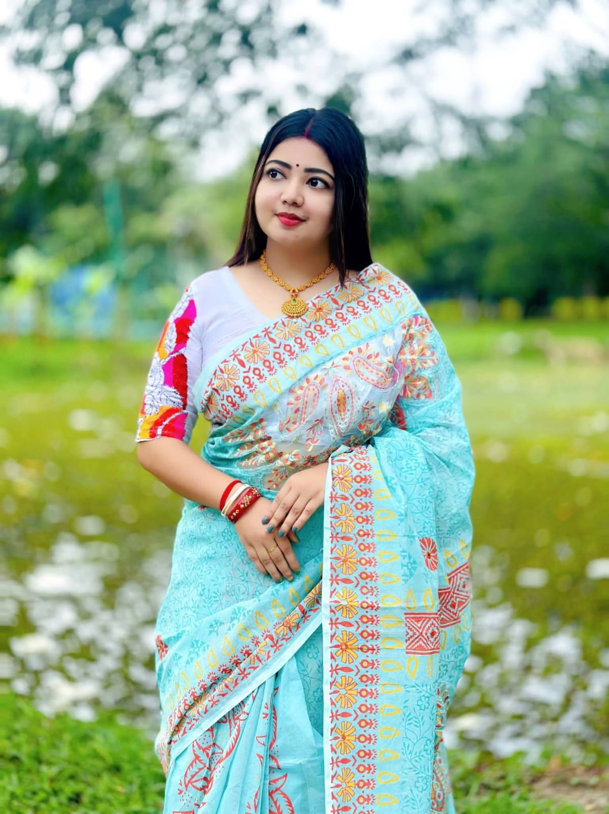 Picture of Hamim Fashion New Design Boutique Saree Applique Embroidery Work Saree with Blouse Piece  - 13 Haat