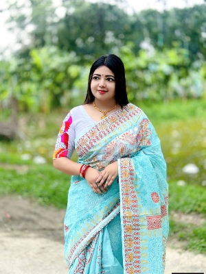 Picture of Hamim Fashion New Design Boutique Saree Applique Embroidery Work Saree with Blouse Piece  - 13 Haat