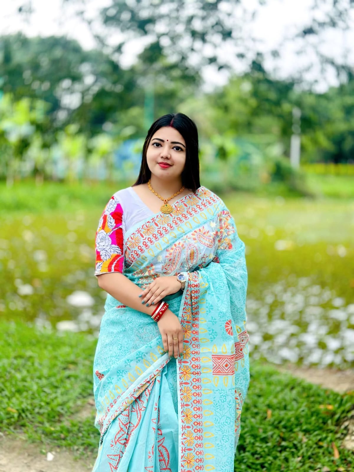 Picture of Hamim Fashion New Design Boutique Saree Applique Embroidery Work Saree with Blouse Piece  - 13 Haat