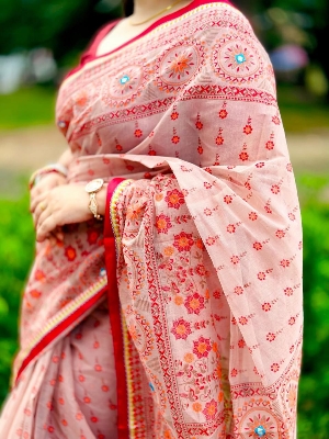 Picture of Hamim Fashion New Design Tant Boutiques Full Saree Embroidery Work (Tassels on the Achal)  - 13 Haat