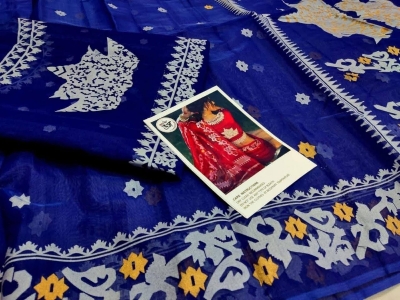 Picture of Hamim Fashion High-Quality Half-Silk Skin Print Saree (Tassels on the Achal) - 13 Haat