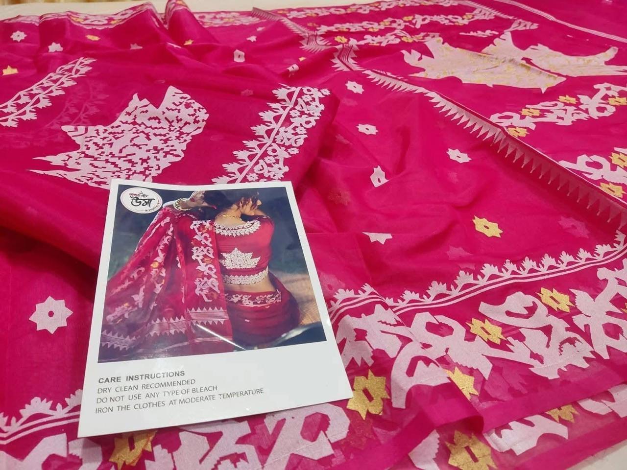 Picture of Hamim Fashion High-Quality Half-Silk Skin Print Saree (Tassels on the Achal) - 13 Haat