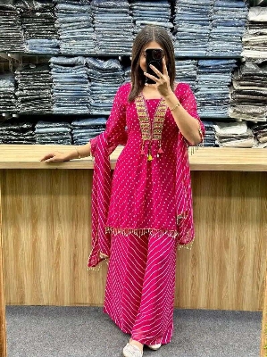Picture of Women Hamim Fashion Georgette Sharara 3 Piece Dress Set