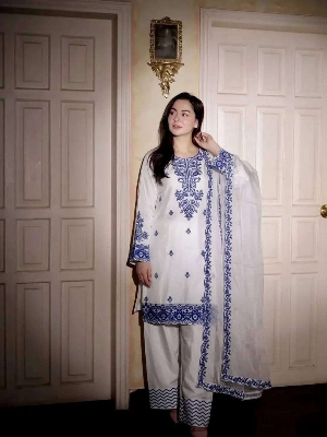 Picture of Hamim Fashion Pure Georgette with Heavy Embroidery work with Inner Salwar Pure Georgette with Embroidary work with inner Dupatta  - Multicolor